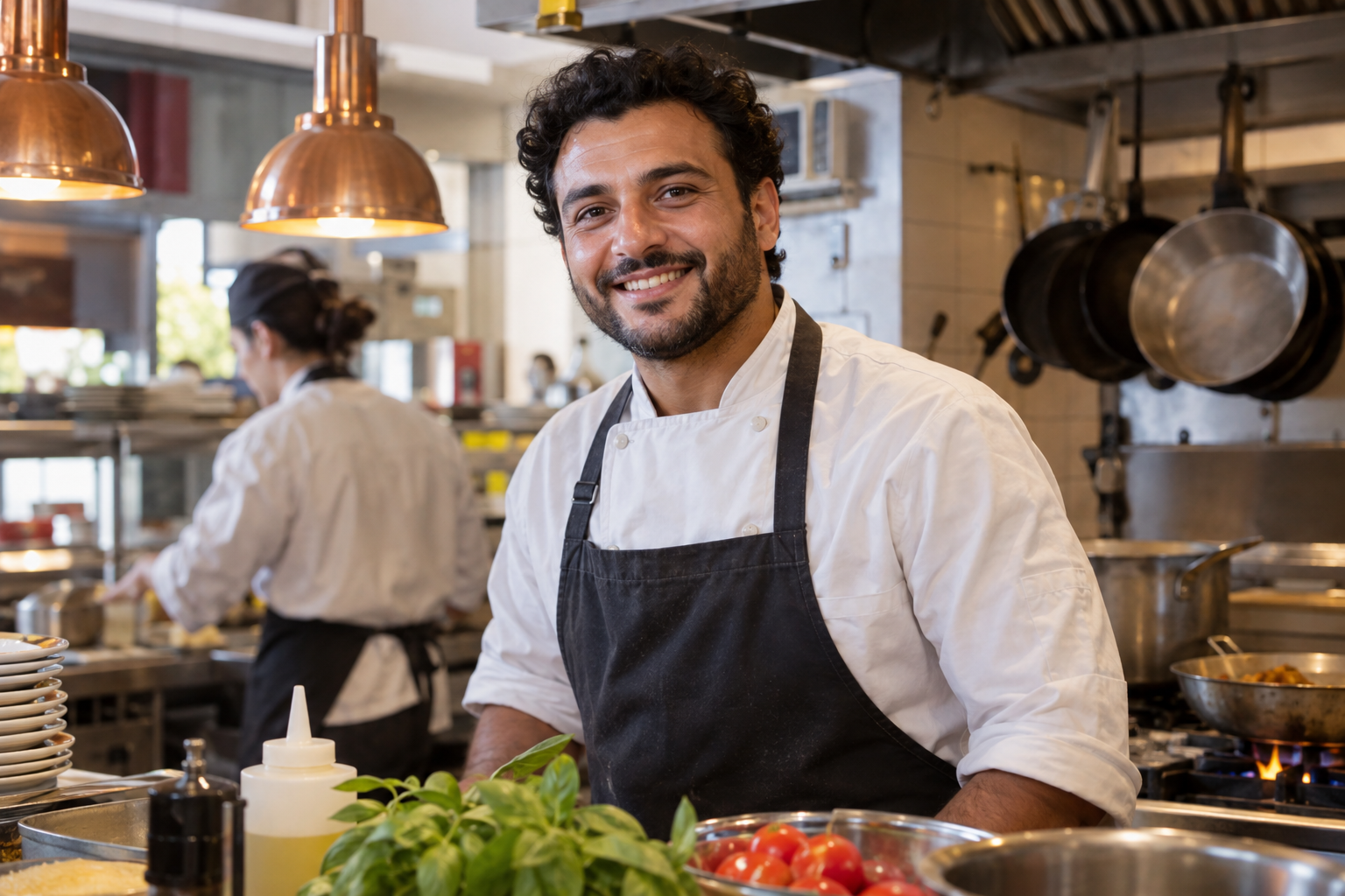 Immagine dimostrativa di Mohamed nella cucina del suo lavoro